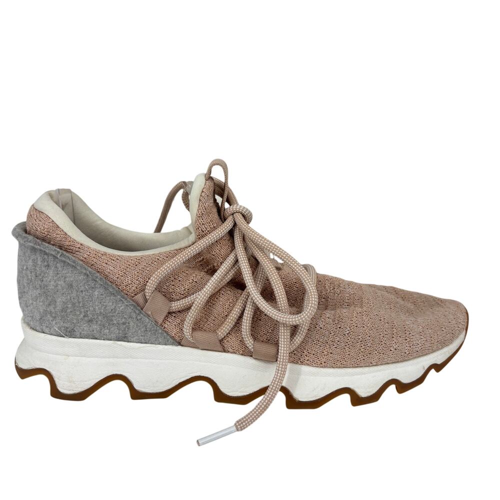 Sorel Kinetic Sneakers Women Size 9 Rose Beige Knit Lace Up Athletic Casual